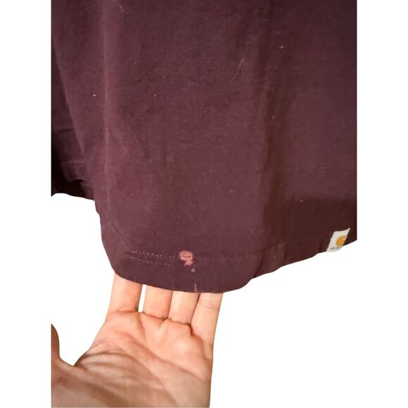 Carhartt Men’s Maroon Red Cotton Tee Shirt Relaxed Fit Sz L - Picture 7 of 8